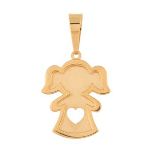 Pingente Menina Vazado Fosco Ouro 18k 750