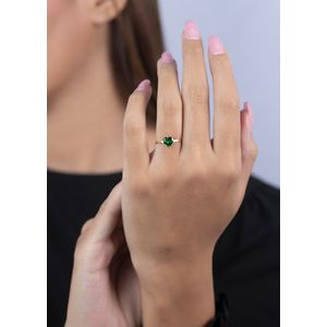 Anel Coração de Zircônia Verde Ouro 18k 750
