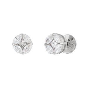 Brinco Ilusão Diamantes Ouro Branco Ouro 18k 750