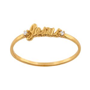 Anel Jesus Zircônias Ouro 18k 750