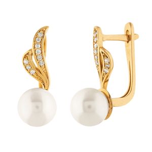 Brinco Pérolas Diamantes Ouro 18k 750