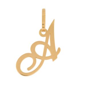 Pingente Letra A Manuscrito Ouro 18k 750