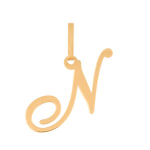 Pingente Letra N Manuscrito Ouro 18k 750