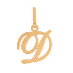 Pingente Letra D Manuscrito Ouro 18k 750