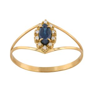 Anel Formatura Safira com Diamantes Ouro 18k 750