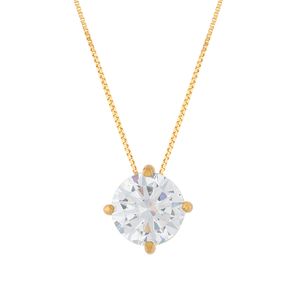 Gargantilha Ponto de Luz Zircônia 7mm Ouro 18k 750