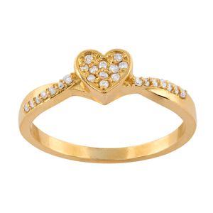 Anel Coração Diamantes Ouro 18k 750