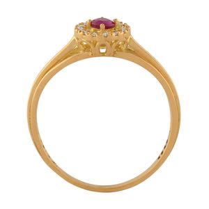 Anel Formatura Redondo Rubi com Diamantes Ouro 18k 750