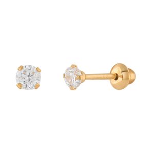 Brinco Infantil Zircônia 2,5mm Ouro 18k 750