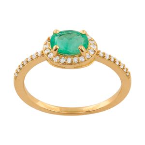 Anel Esmeralda Diamantes Ouro 18k 750