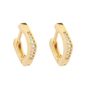Brinco Argola Quadrado 14 Diamantes Ouro 18k 750
