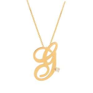 Gargantilha Letra G com Diamante Ouro 18k 750