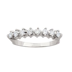 Meia Aliança Diamantes Ouro Branco 18k 750