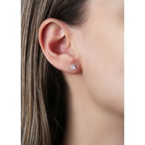 Brinco Infantil Carre Zircônia 4mm Ouro Branco 18k 750