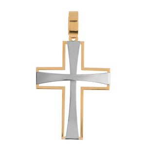 Pingente Cruz Bicolor Ouro 18k 750
