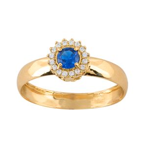 Anel Formatura Safira Sintética Zircônias Ouro 18k 750