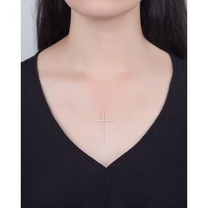 Pingente Cruz Palito de Zircônias Ouro 18k 750