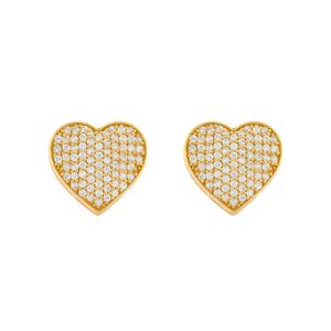 Brinco Coração Zircônias Ouro 18k 750