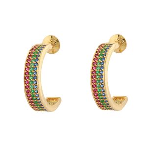 Brinco Meia Argola Safira Rubi e Esmeralda Ouro 18k 750