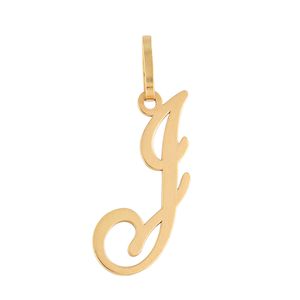 Pingente Letra J Manuscrito Ouro 18k 750