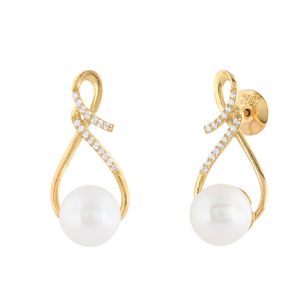 Brinco Pérolas Diamantes Ouro 18k 750