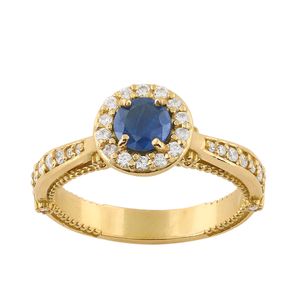 Anel Formatura Safira Diamantes Ouro 18k 750