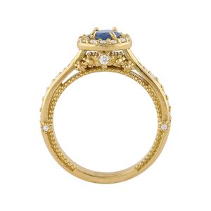 Anel Formatura Safira Diamantes Ouro 18k 750