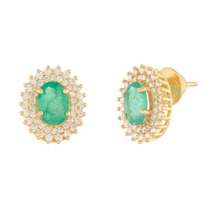 Brinco Esmeraldas Diamantes Ouro 18k 750