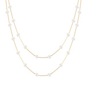 Gargantilha Dupla Pérolas 3-3.5mm Ouro 18k 750