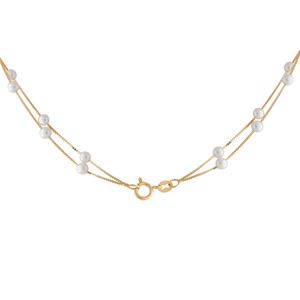 Gargantilha Dupla Pérolas 3-3.5mm Ouro 18k 750