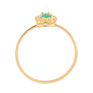 Anel Gota Esmeralda Diamantes Ouro 18k 750