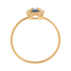 Anel Gota Safira Diamantes Ouro 18k 750