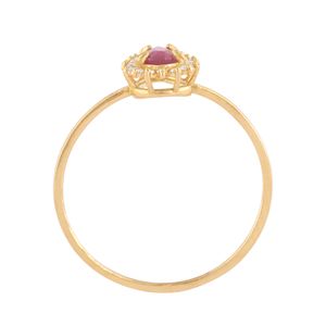 Anel Gota Rubi Diamantes Ouro 18k 750