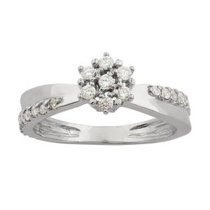 Anel Chuveiro Diamantes Ouro Branco 18k 750