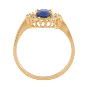 Anel Formatura Safira e Diamantes Ouro 18k 750