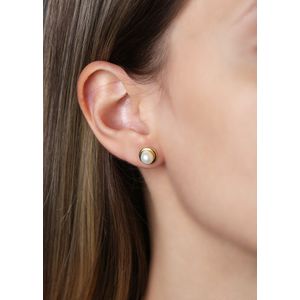 Brinco Pérola Roseta 6mm Ouro 18k 750