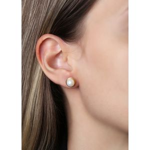 Brinco Pérola Roseta 7mm Ouro 18k 750