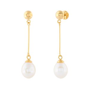 Brinco Palito Pérola Gota Ouro 18k 750