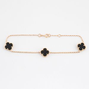Pulseira Trevos Ágata Negra Ouro 18k 750