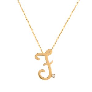Gargantilha Letra F com Diamante Ouro 18k 750