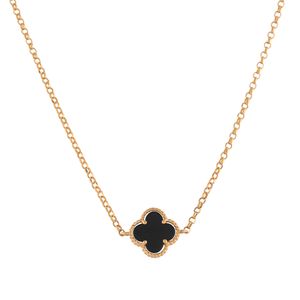 Gargantilha Trevo Ágata Negra Ouro 18k 750