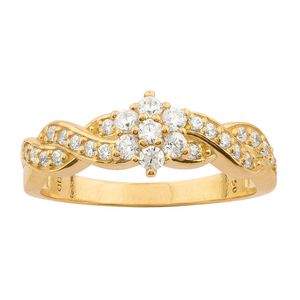 Anel Trança Chuveiro com Diamantes Ouro 18k 750