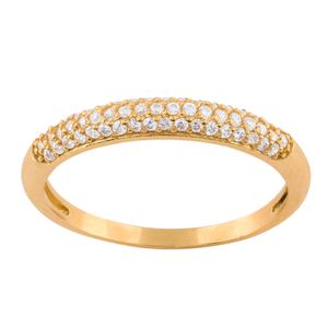 Anel Aparador Pavê 55 Zircônias Ouro 18k 750