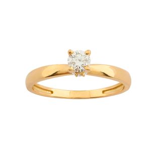 Anel Solitário com Diamantes Ouro 18k 750