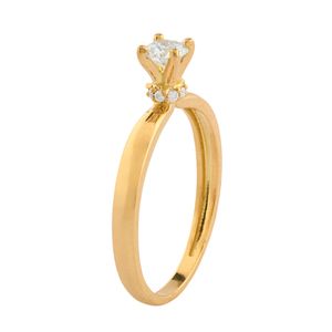 Anel Solitário com Diamantes Ouro 18k 750