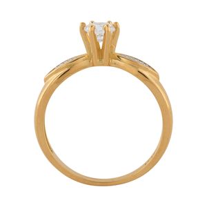 Anel Solitário Bicolor Zircônia Ouro 18k 750