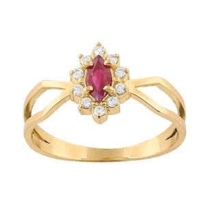 Anel Formatura Rubi Diamantes Ouro 18k 750