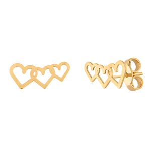 Brinco Corações Vazados Ouro 18k 750