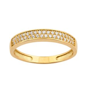 Anel Aparador Reto Pavê Diamantes Ouro 18k 750