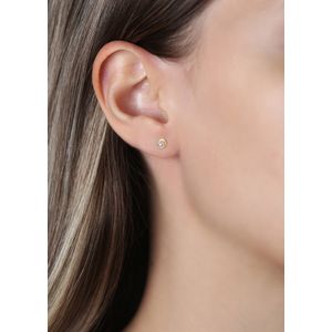 Brinco Infantil Pérola Roseta 3mm Ouro 18k 750